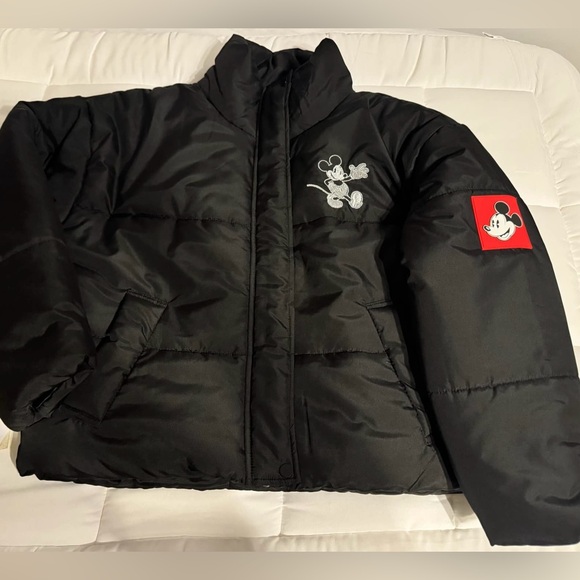 Black Puffer Jacket with Mickey Mouse Embroidery - Picture 4 of 4
